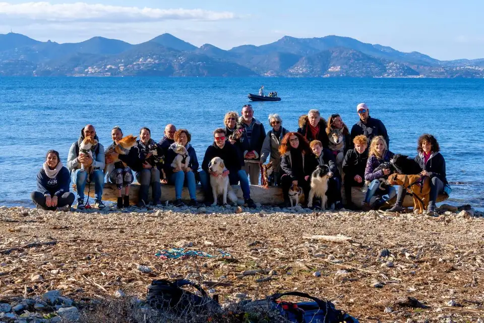Jordan Mathieu's clients — outing to the Lérins Islands with their dogs — Alpes-Maritimes